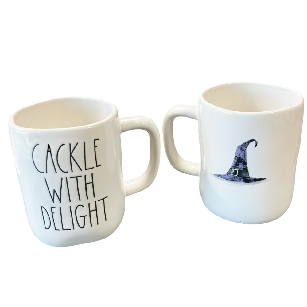 NEW Rae Dunn CACKLE WITH DELIGHT Halloween Double Sided Mug